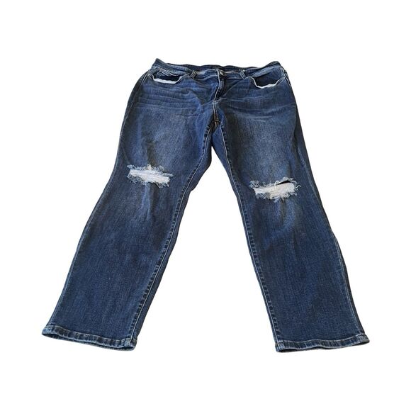 Judy Blue Slim Fit Women's Size 22W Dark Blue Denim Mid Rise Distressed Jeans - Picture 1 of 5